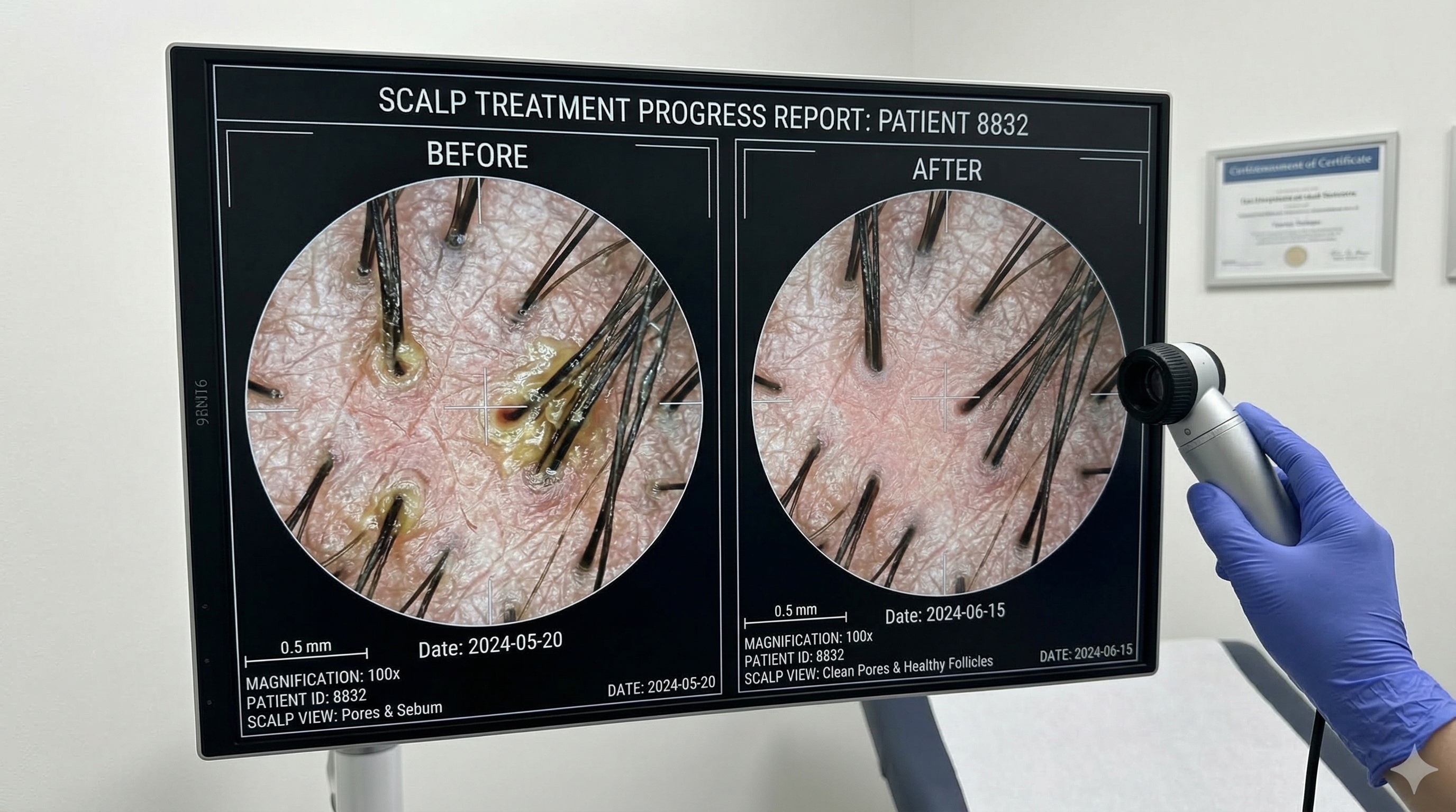 Diagnostic capillaire cam&eacute;ra HD